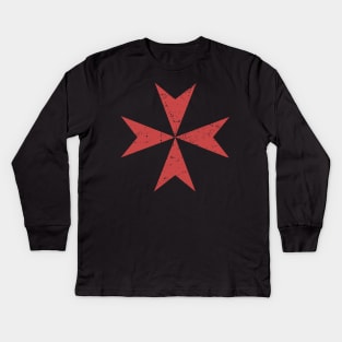 Crusader Maltese Cross | Renaissance Festival Design Kids Long Sleeve T-Shirt